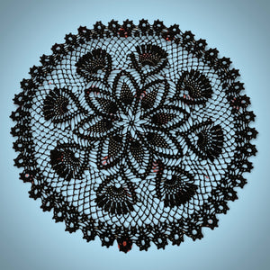 25 inch Black Round  Crochet Doily